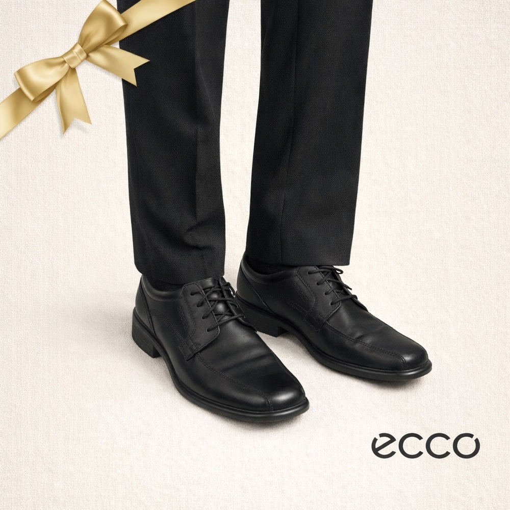 ECCO Helsinki Black Leather Dress Shoes Size US 11 1/2